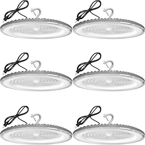 Paquete de 6 luces LED UFO de 400 W, 120 VAC, iluminación comercial de 5000 K, IP66 impermeable, 61050 LM, 1750 W MHHPS con iluminación de área de