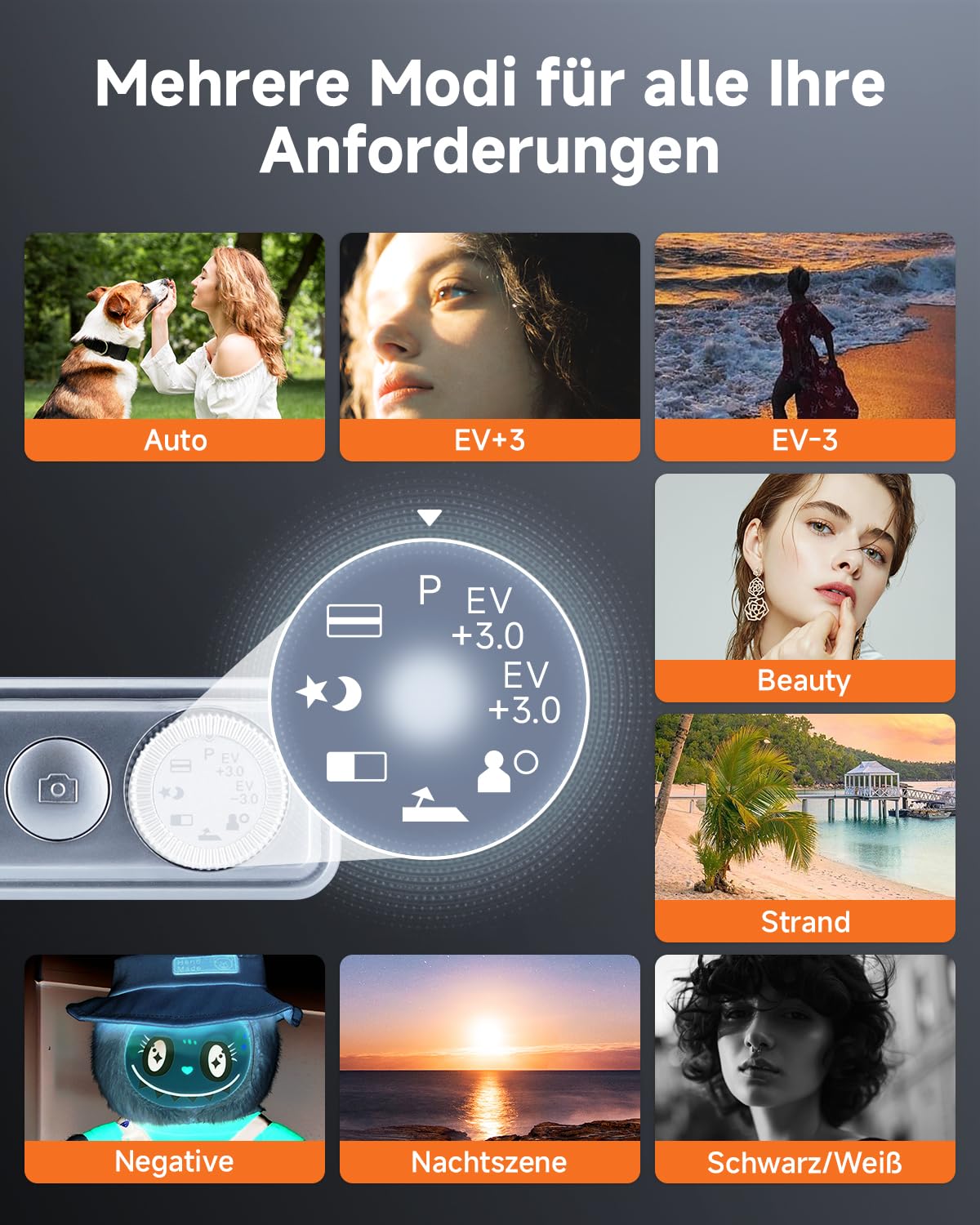 Rollei Compactline 10X Digitalkamera, 20MP FHD Kompaktkamera 10X Optischer Zoom & Selfie Display Tragbar Fotoapparat für Vlog unterwegs Reise Schwarz Silber, Digital-Kamera-Kompaktkamera-Fotoapparat