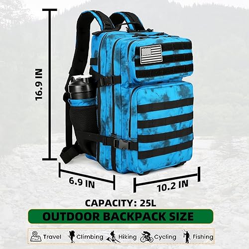 Miniatura 2 de Mochila táctica de 25 litros impermeable militar para hombres y mujeres, paquete de asalto, mochila de viaje con velcro pequeño, Patrón de agua