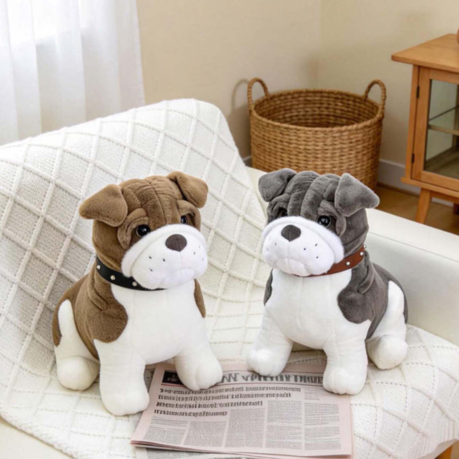 Kuscheltier Hund, Shar Pei Hund, Lebensecht Plüschtier, Superweiches Kuscheltier, Weich & Flauschig Spielzeug, Geschenk für Kinder & Erwachsene (55 cm,Grau)