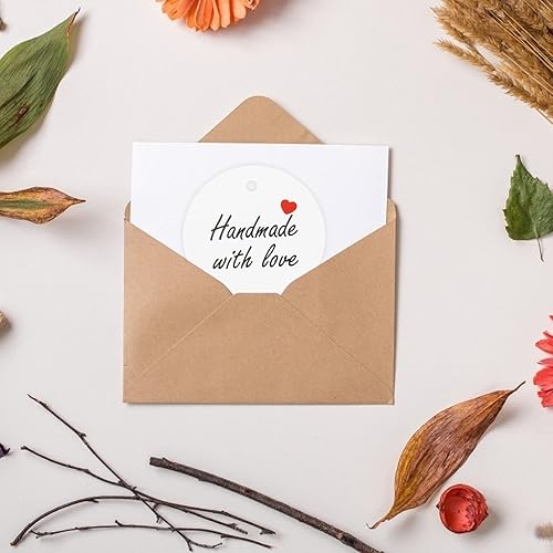 Miniatura 5 de jijAcraft 100 etiquetas de amor hechas a mano, 100 etiquetas de regalo de papel blanco con cuerda, hechas con etiquetas de envoltura de regalo de
