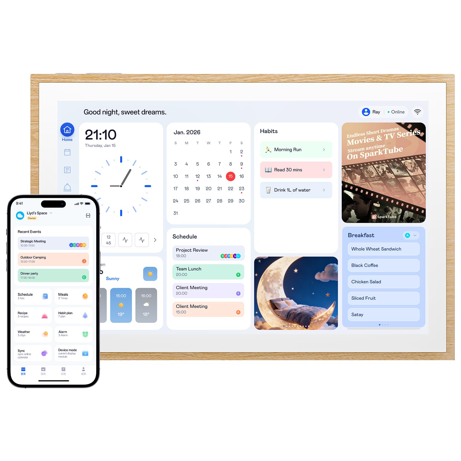 Blackview Digitaler Kalender 10,1"–Elektronischer Wandkalender Multifunktionaler Familienplaner mit Uhr, Wochenplaner- und Monatsplanung, übersichtlicher Startseite, Synchronisation für Zuhause & Büro