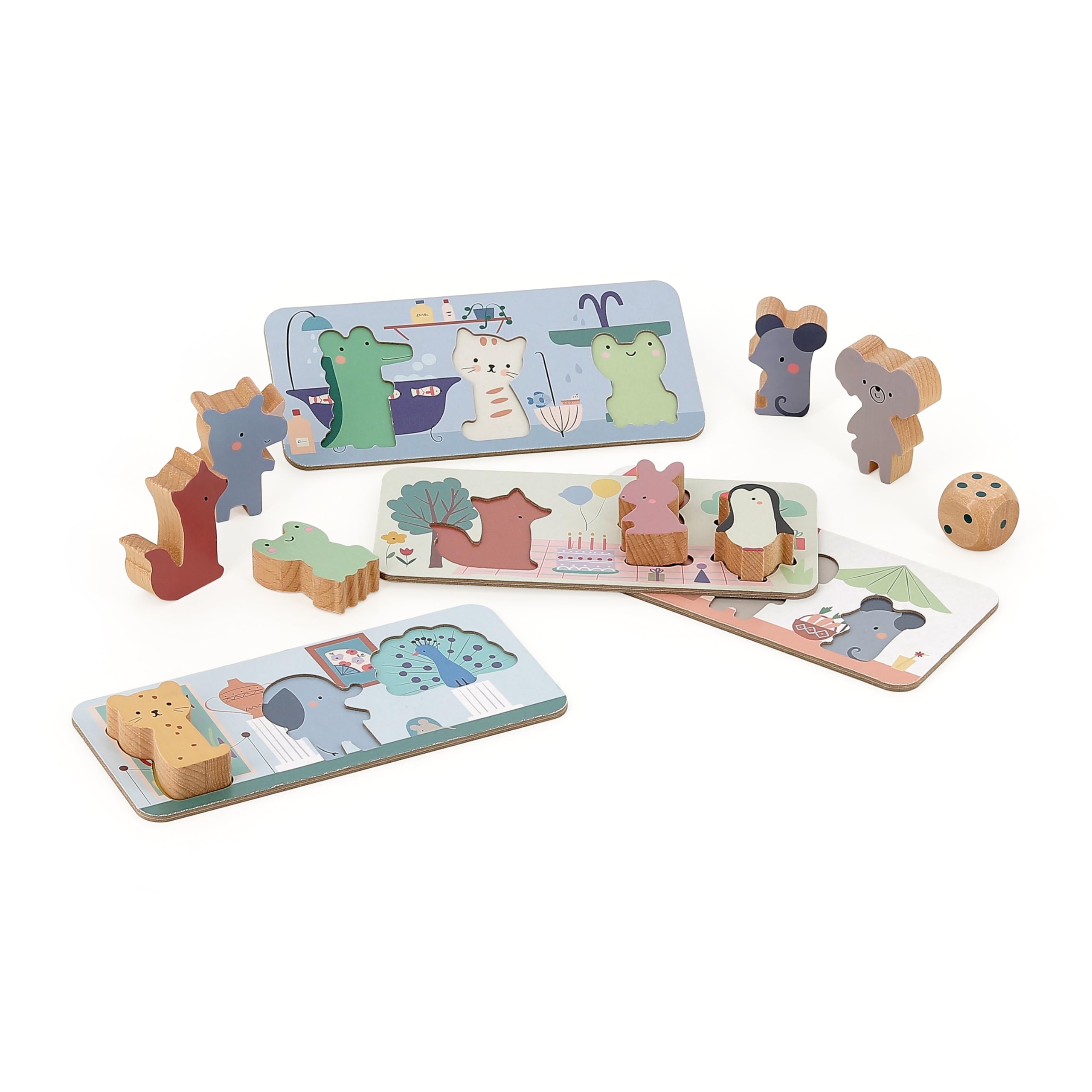 VILAC - Multi-Jeux des Tout-Petits - Sarah Betz - Jeux de Société - 1 Plateau de Jeu réversible en Bois - Jeux d'Eveil pour Enfant en Bois - Dès 2 Ans - 7117