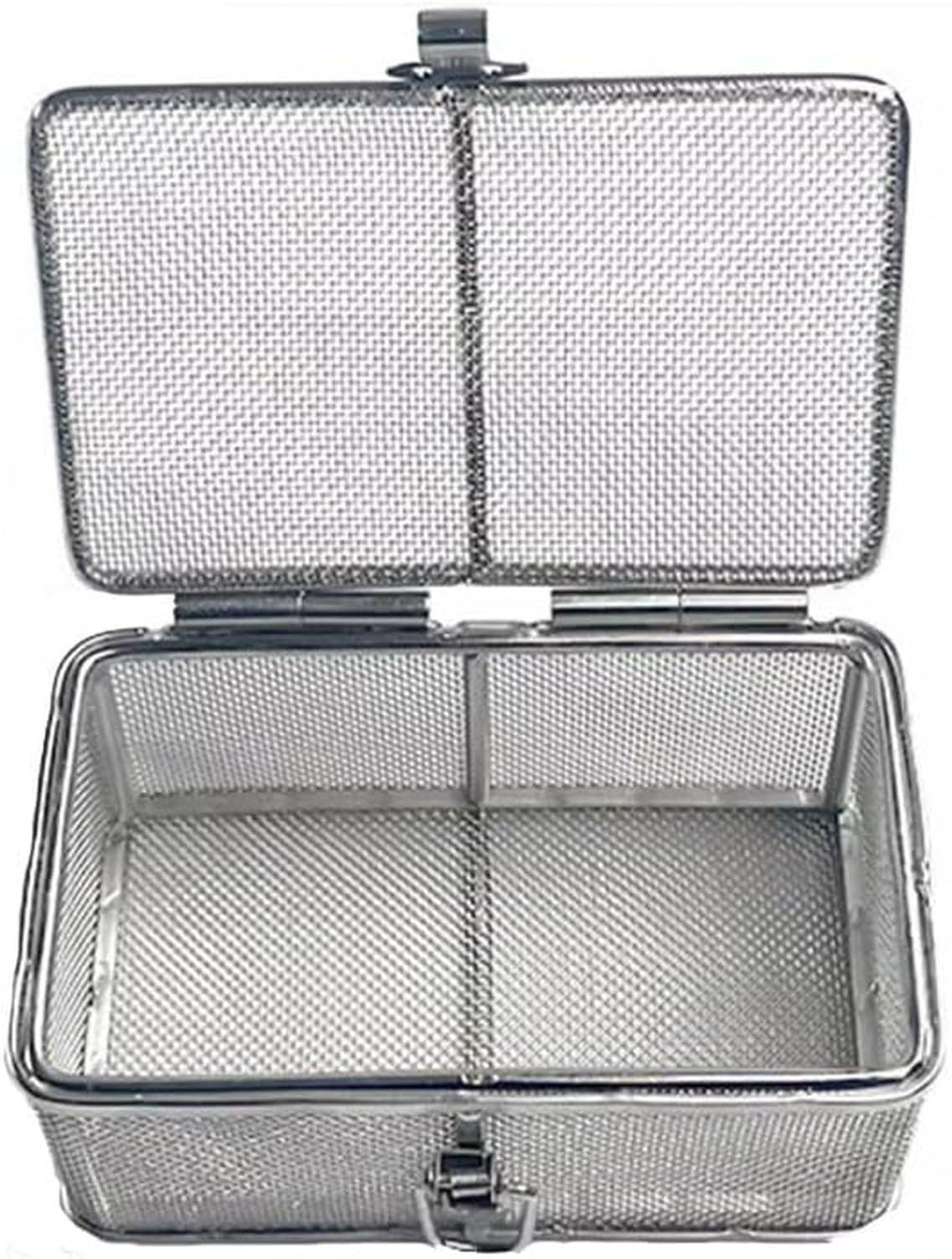 Cesta de malla acero inox con tapa para esterilizar, 48*25*7cm, Malla 1mm