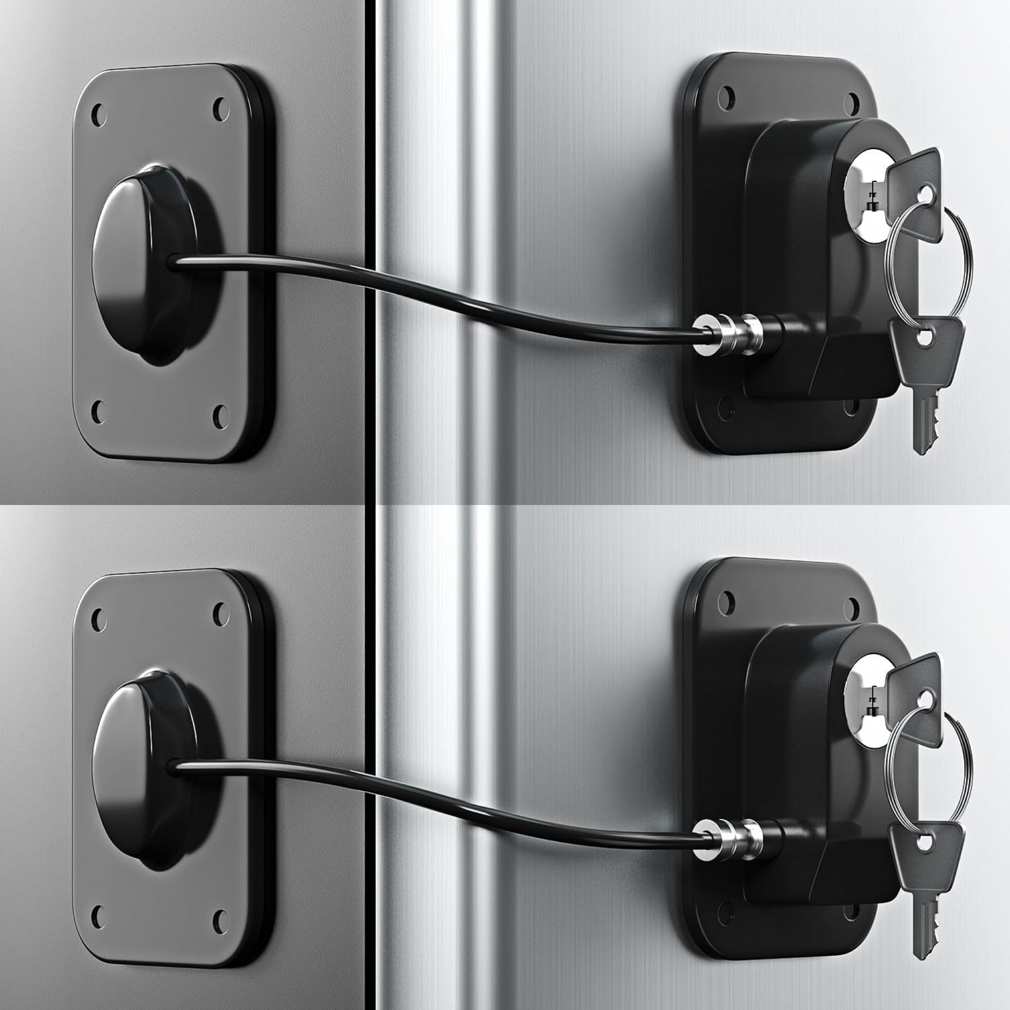 2 Pcs Child Safety Lock for Fridge, Cabinets & Appliances | 3M Adhesive Cable Lock for Drawers, Closets, Freezers, Liquor, Cupboards, Wardrobe | Baby Proofing Security Lock-image-44