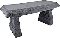 Arcadia BE02 Fiberclay Garden Bench - Lightweight Outdoor Patio Seating with Vintage Floral Design, Gray