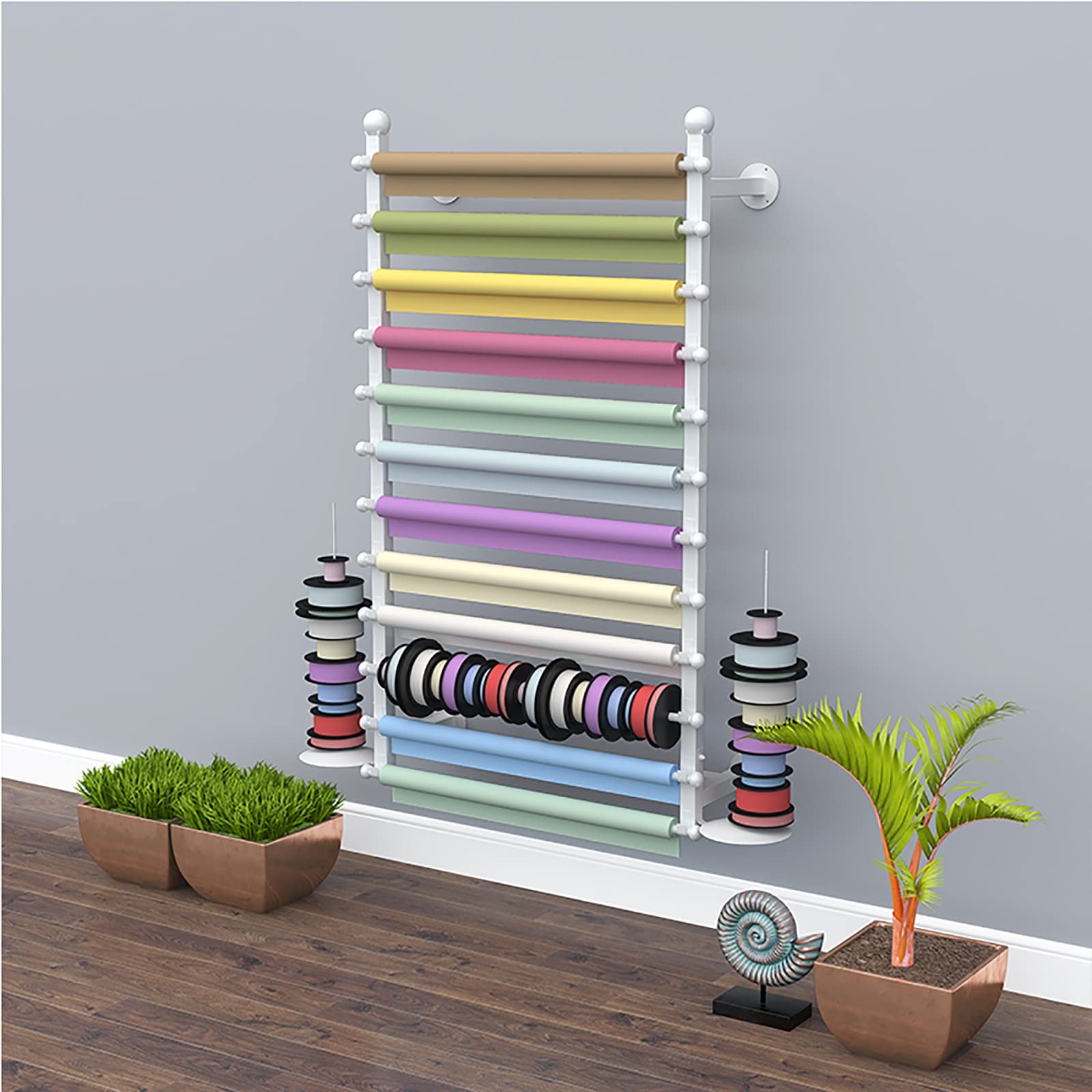 Wand-Geschenkpapier-Band-Organizer und Aufbewahrung für Geschenkeladen/Blumenladen, kommerzieller Mehrzweckständer mit Eisen-Finish, 120 cm hoch