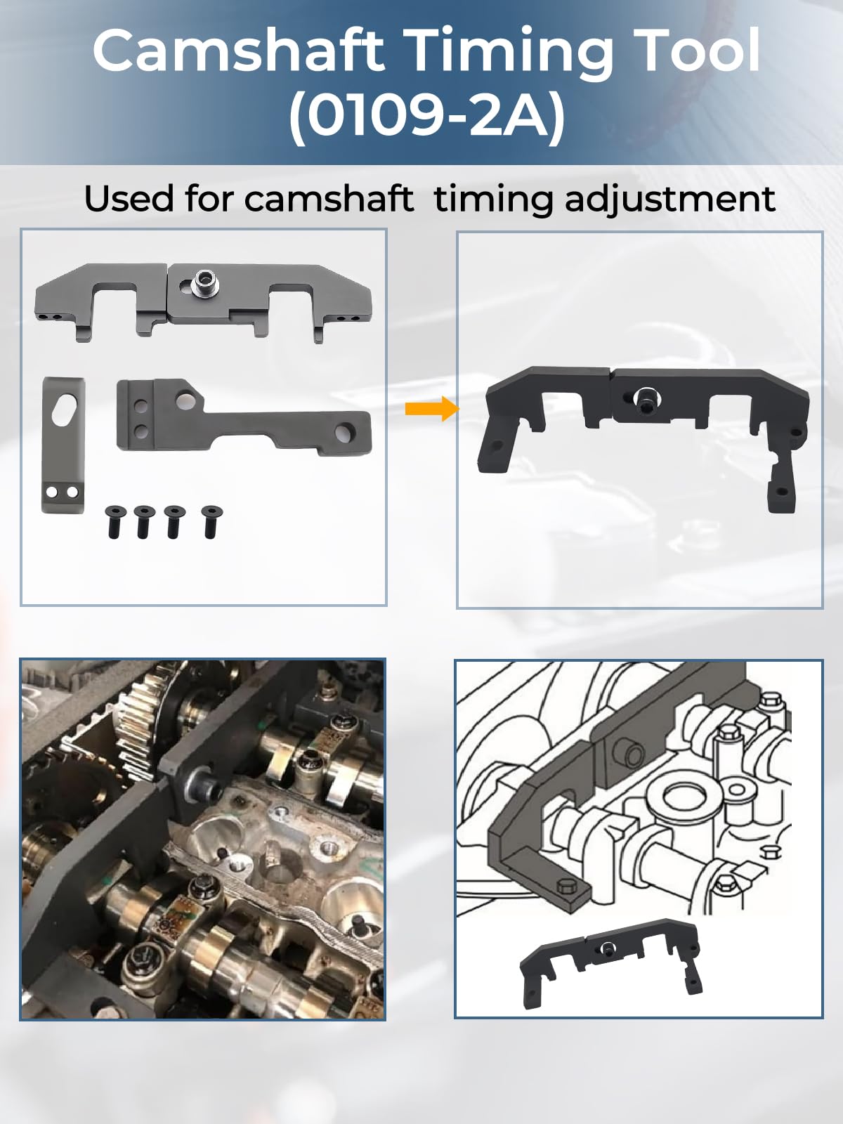 Kit de Calage Moteur,Outil de Courroie de Distribution, Compatible avec Peugeot, Citroën, Opel pour 1.0, 1.2 VTi (VVT) /GDI Pure Tech Essence, 0109-2A, 109-2C, 109-2D