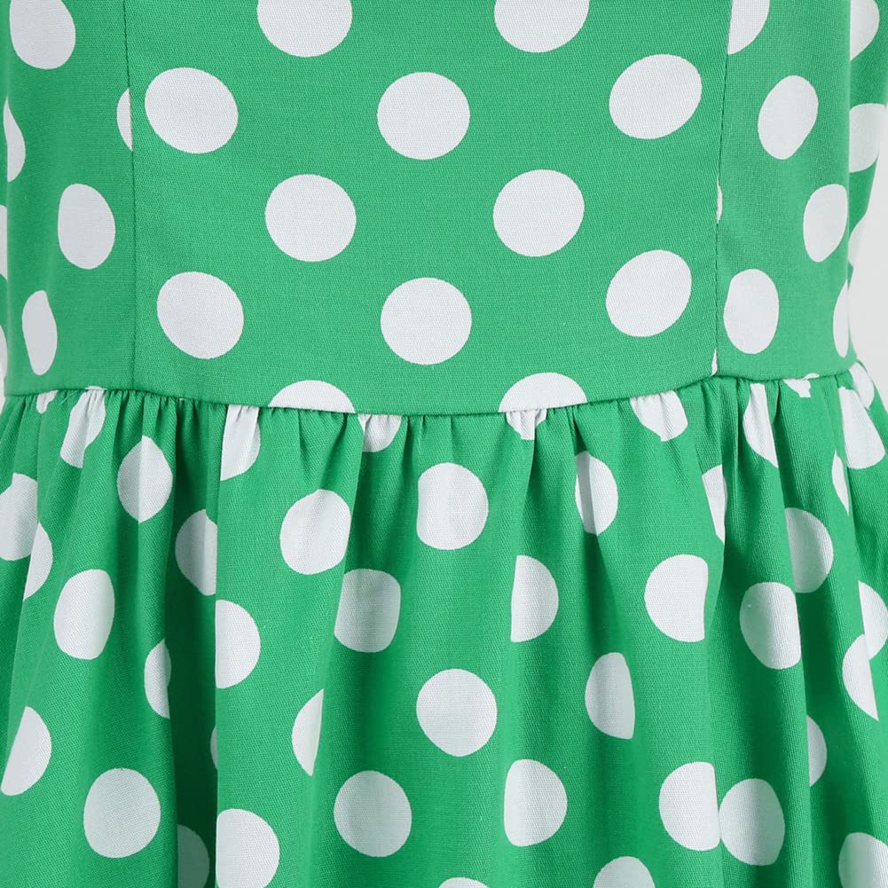 IMEKIS Femmes Années 1950 Vintage Une Ligne Licou Cou Robe à Pois sans Manches Cocktail Soirée Rétro Balançoire Robe Longueur Au Genou Fête de Mariage Robe de Bal