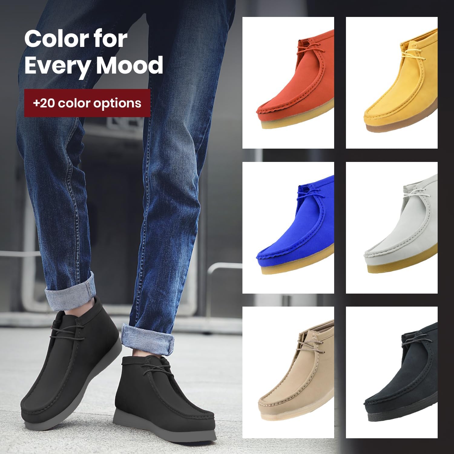 Amali Casual Chukka Boots for Men, High-Top, Lace Up Suede Men's Shoes, Desert Boots with Crepe Rubber Sole - Image 6