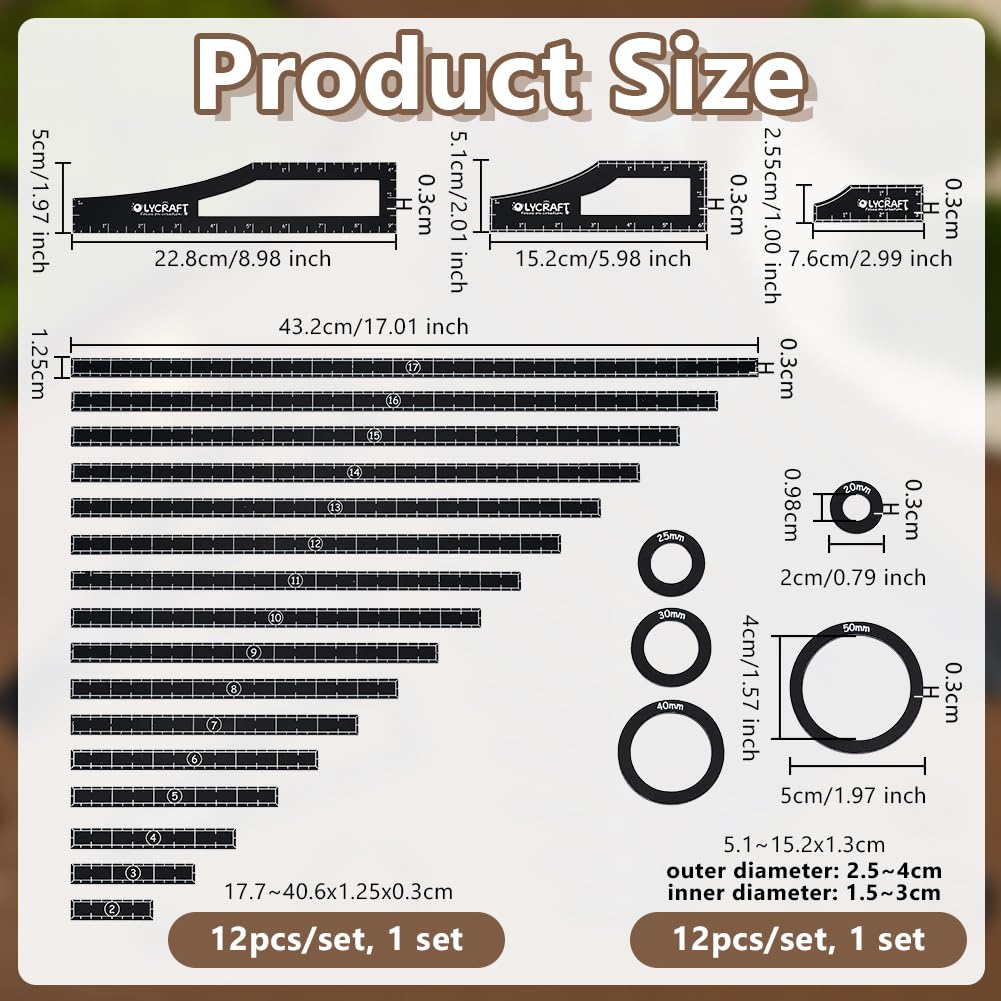 OLYCRAFT 2 set (24pz) Marcatori di Punti Obiettivo Righello Acrilico Set di Marcatori Rotondi per Obiettivi Righello di misurazione per giochi di guerra per Giochi Da Tavolo Wargames - 24 dimensioni