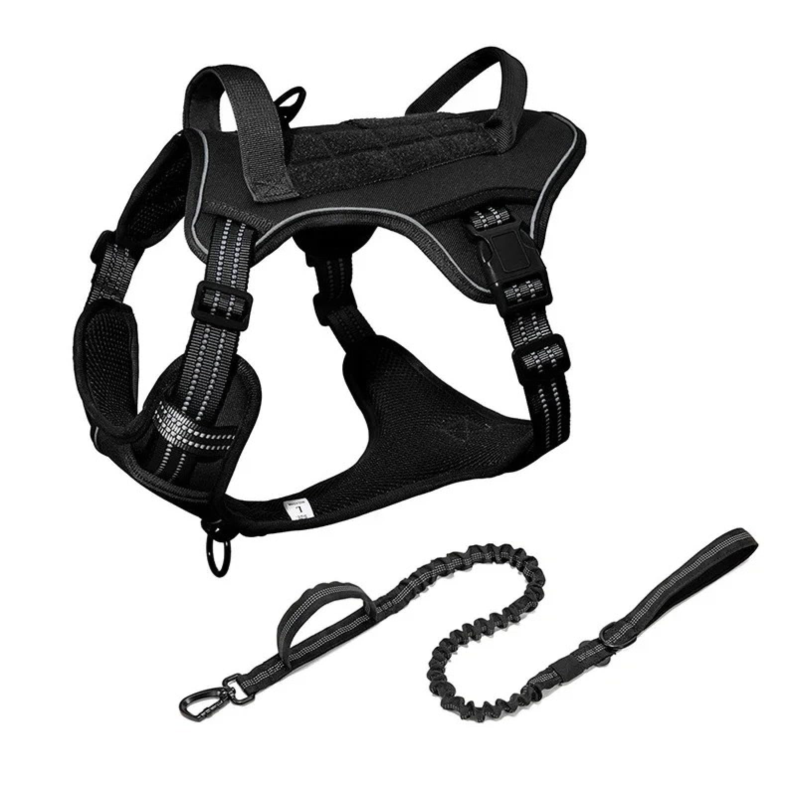 Guinzaglio Da Campeggio Per Addestramento Riflettente Tattico Militare Per Cani Con Maniglia Di Controllo Per Bulldog Chihuahua Carlini, Black Set,l