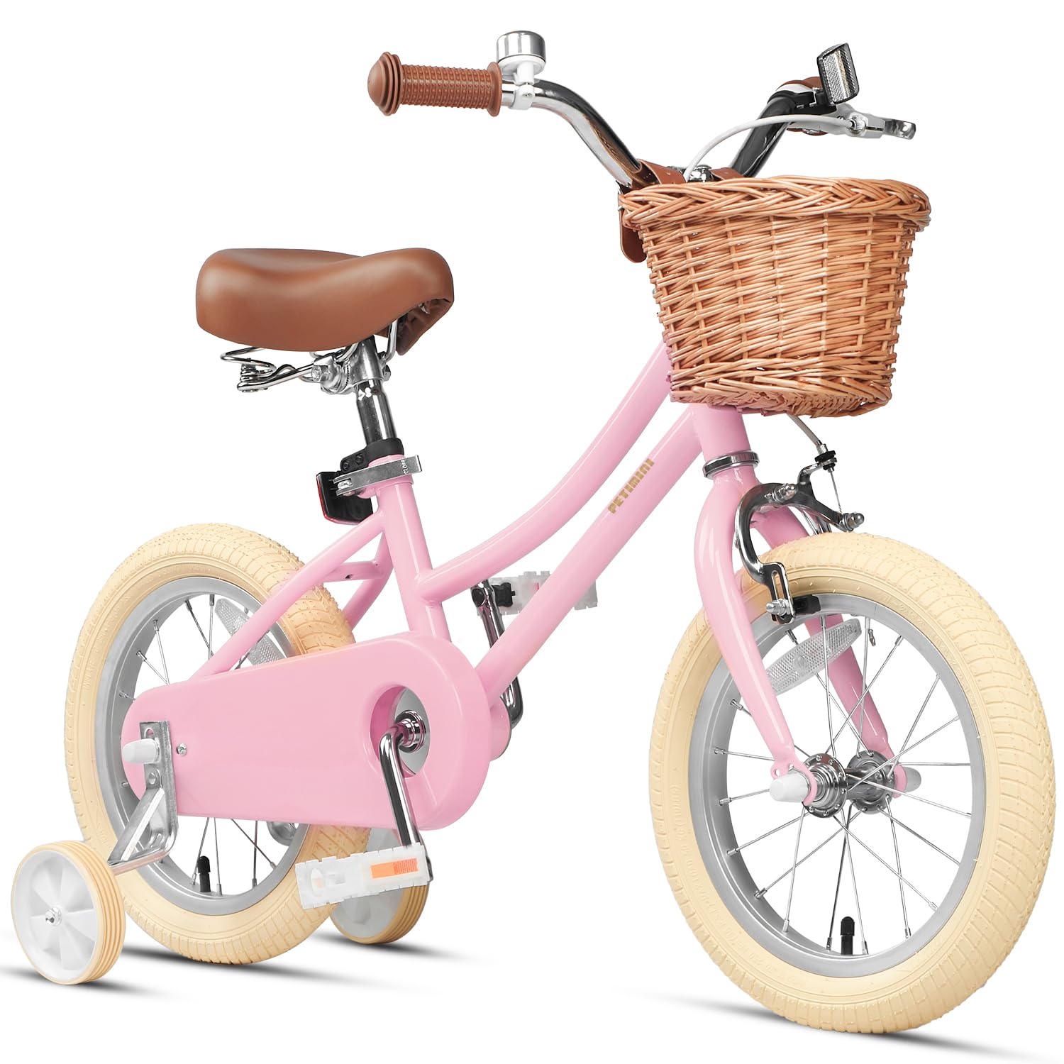 Petimini Vintage Kids Bike for Girls, 12–20 Inch Classic Bicycle with Wicker Basket & Bell, High Tensile Steel Frame, Training Wheels (12–18”), 85%