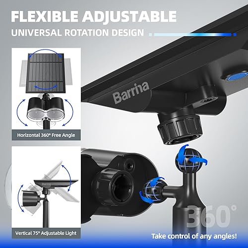 Miniatura 3 de Barrina Luces solares para exteriores, 360 horizontales ajustables, 24 focos solares LED impermeables para exteriores, luces solares que cambian de