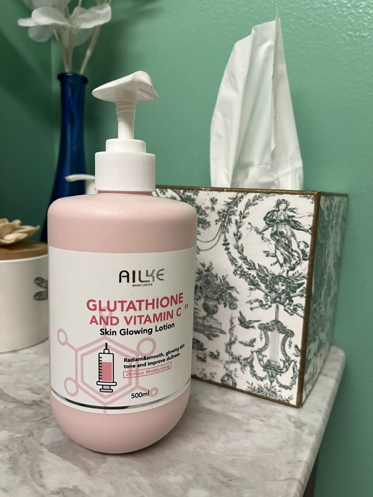 AILKE BOOST LUSTER AILKE Daily Moisturizing Body Lotion, Visibly Enhances Skin Radiance, With Glutathione, Vitamin C, Moisturizing Cream from Normal to Dry Skin, Help Skin Soften and Smooth, 500 ml/ 16.9 fl oz