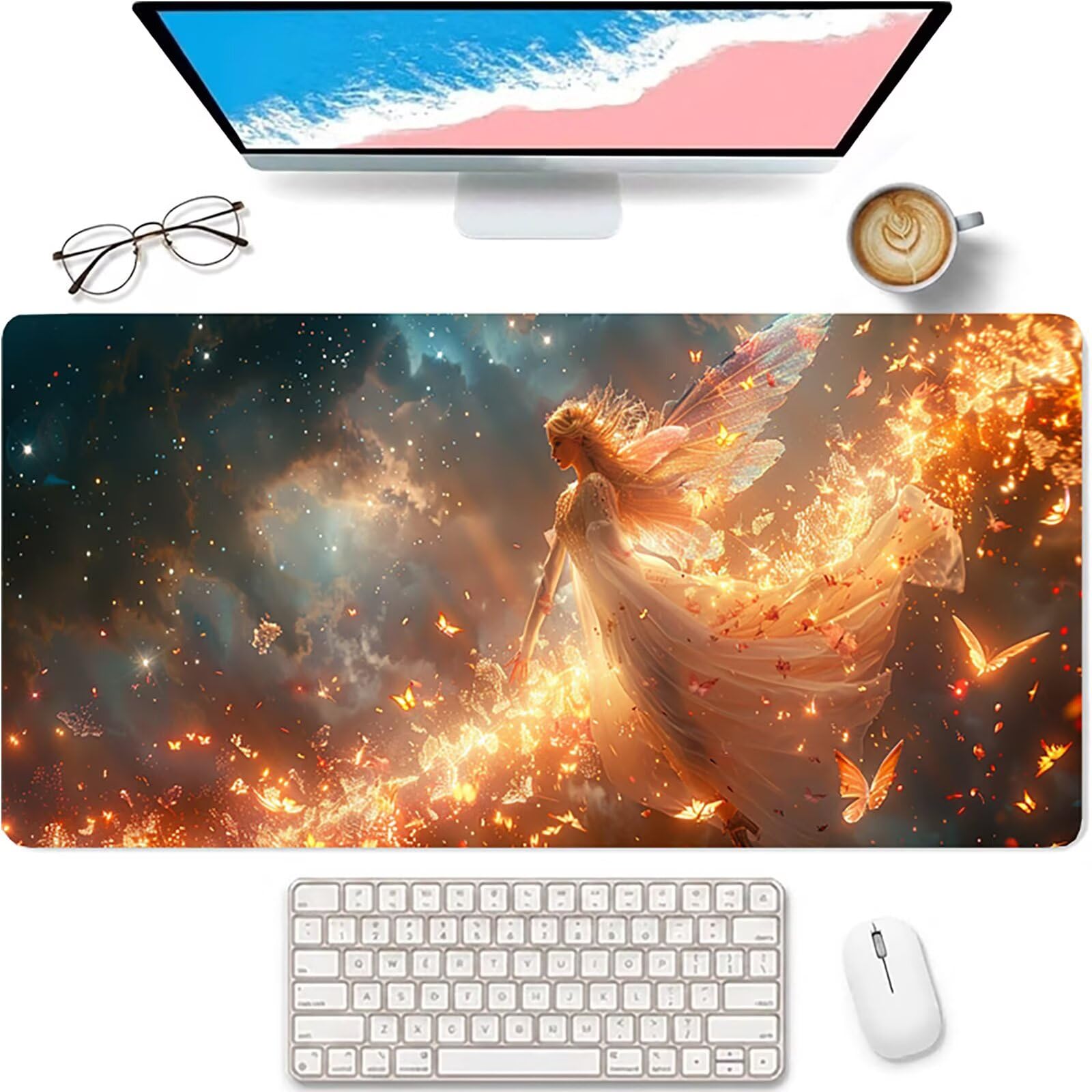 Amarillo Alfombrilla Ratón XXL 1600x800x3mm, Mujer Mouse Pad 2-4347 | Alfombrilla Ratón Gaming Mejora la Precisión y la Velocidad, Alfombrilla Escritorio para Jugadores de PC, Oficina
