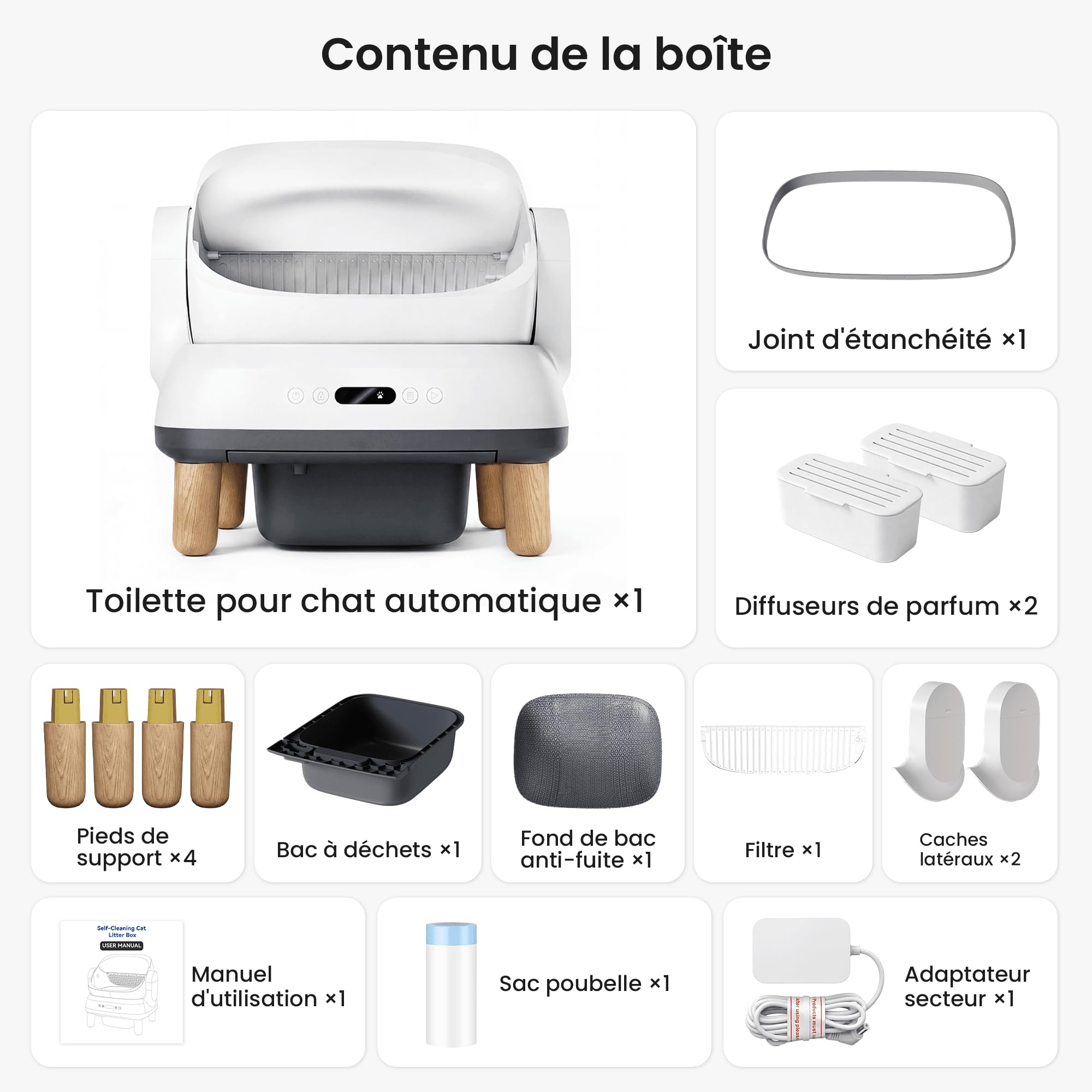 DevokoLitiere pour Chat autonettoyante avec 8 capteurs, étanchéité IPX5, litière Automatique Chat avec contrôle APP, litiere Chat Automatique XXL pour Grands Chats & foyers Multi-Chats