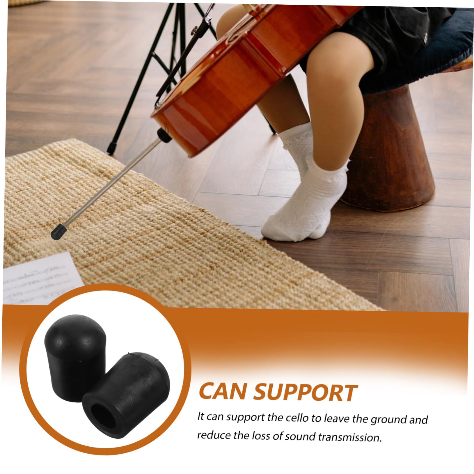 Yardwe Rubber Cello Endpin Tip Cello Stopper Instrument Protector Endpin Non-slip Cap Volume Reducer