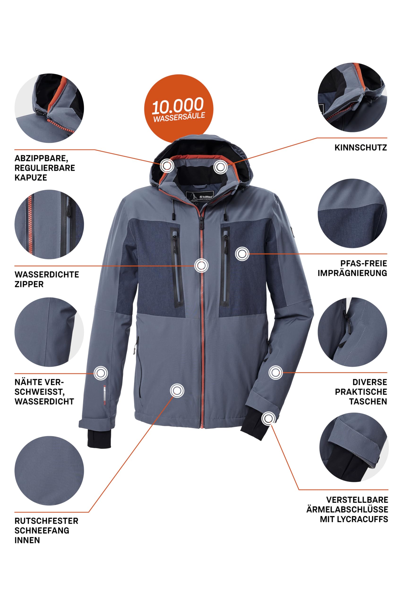 Killtec Ksw 47 Mn Ski Jckt Giacca da sci/giacca funzionale con cappuccio e paraneve con chiusura a cerniera Uomo
