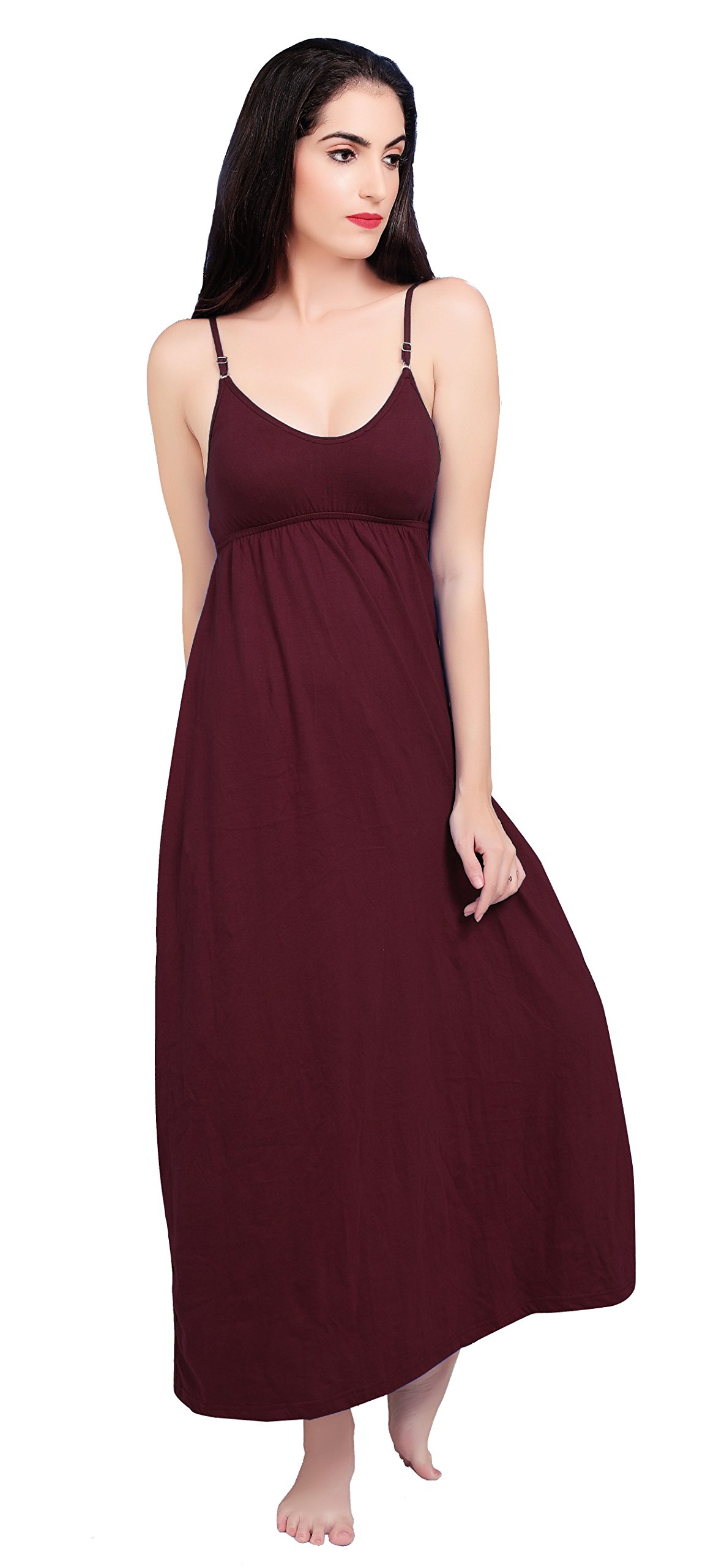 MythiliWomen Cotton Maxi Seamless Bra Nighty Slip