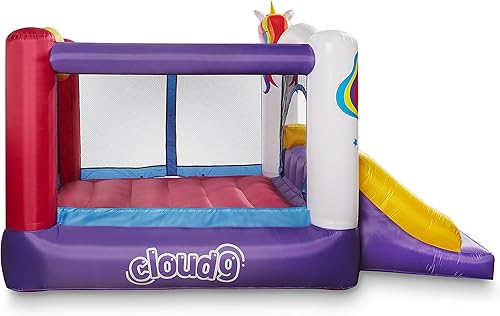 Miniatura 4 de Cloud 9 Casa inflable de rebote y soplador, gorila con temática de unicornio para niños con tobogán, incluye estacas y parches de reparación