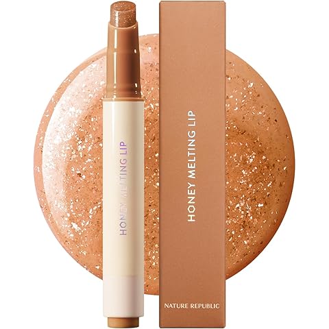 Nature Republic HONEY MELTING LIP GLITTER (14 MAPLE) SOFT LIP STICK Hydrating Gloss, Moisturizing balms, Shine Glimmer Finish, Shimmery-Sheer tint, korean make up
