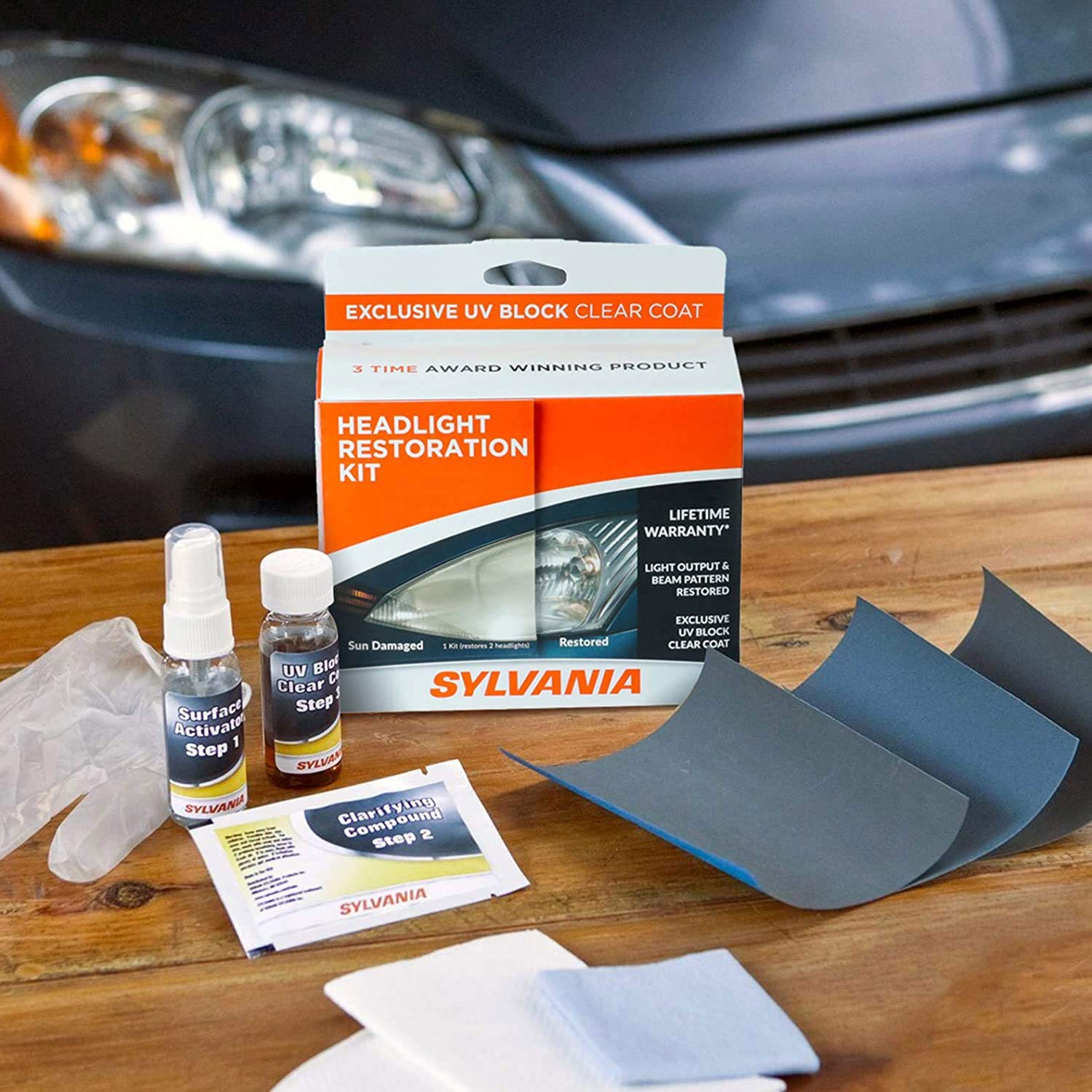 Buy SYLVANIA Headlight Restoration Kit 3 Easy Steps to Restore Sun