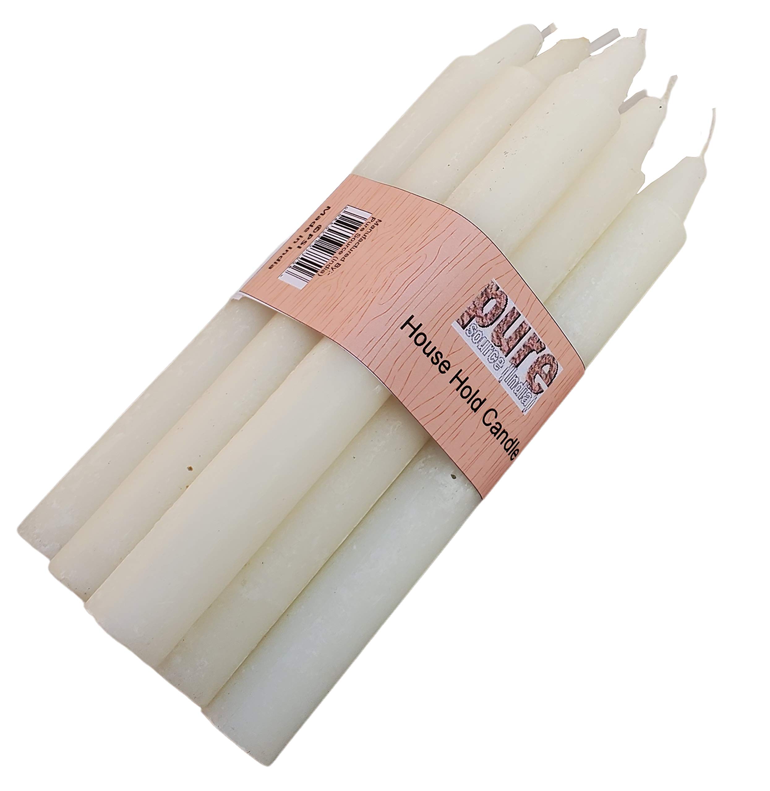 Pure Source India Unscented Taper Candles (20 cm, White, Set of 6)-image-33