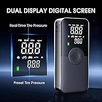 Vista 7 de CARSUN Inflador de neumáticos inalámbrico, compresor de aire portátil, bomba de neumáticos de automóvil con pantalla dual digital, bomba de aire