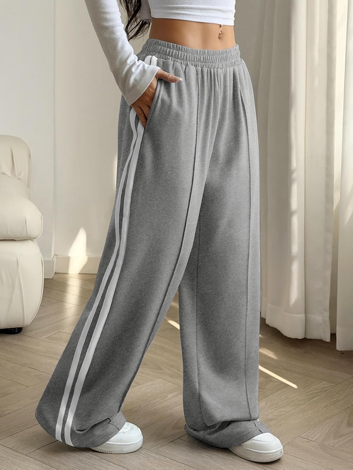 ZAFUL Womens Straight Leg Sweatpants Baggy Lounge Travel Pants Spring Fashion Outfits 2026 - Image 6