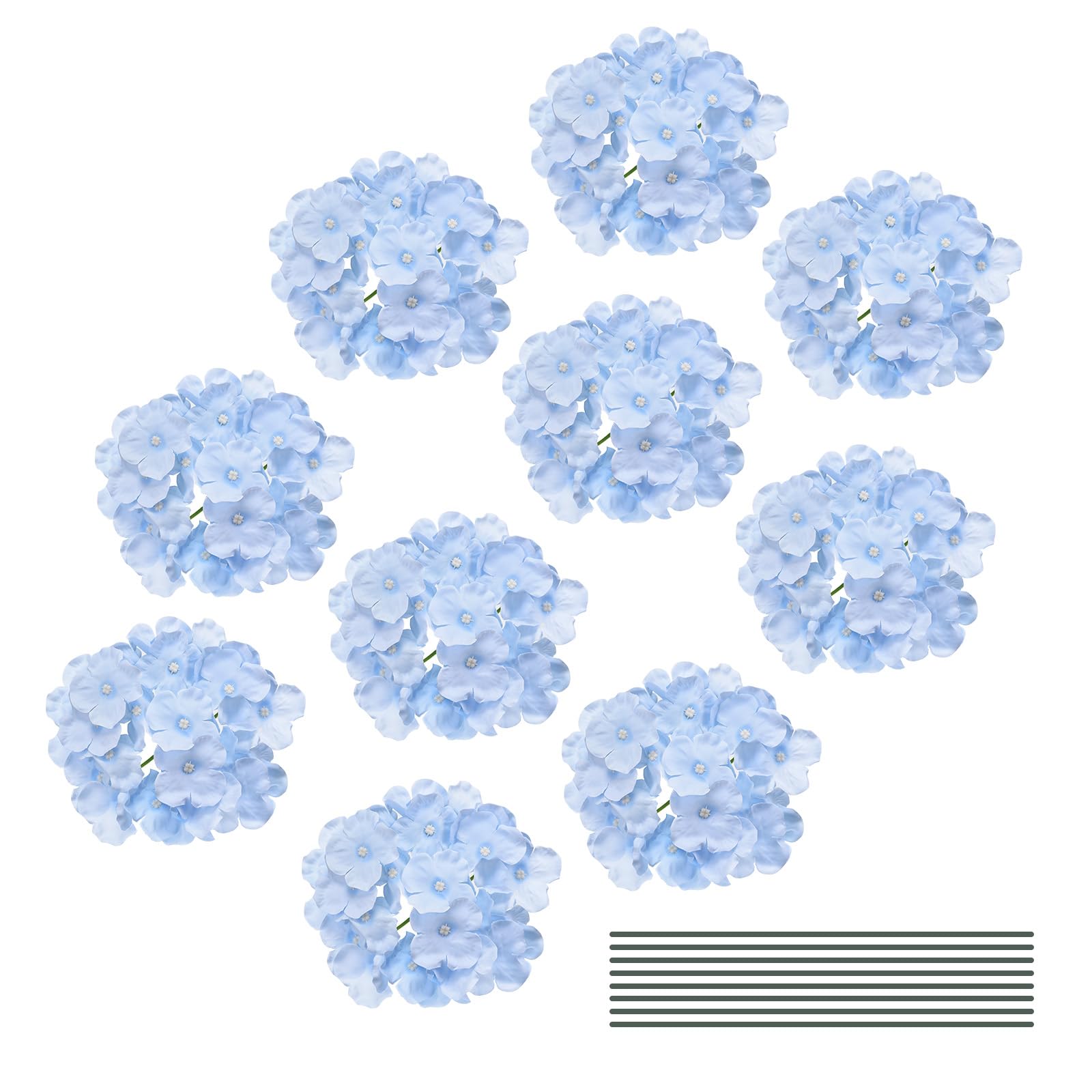 DMiotech 30 Set Blue Silk Artificial Hydrangea Heads Wedding Fake Hydrangea Flowers with Stems for Wedding Vases Flower Walls Gift Decor