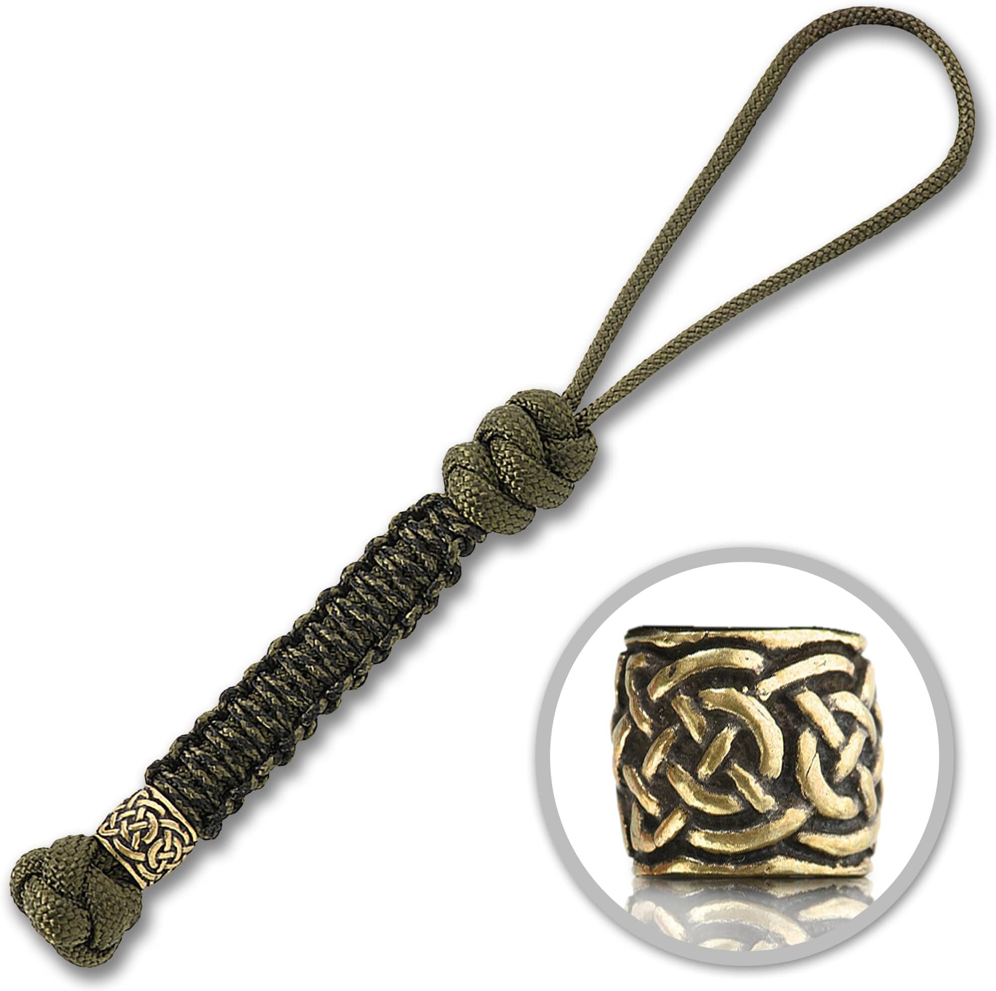 Knife Lanyard with Bead โ Paracord Lanyard for Knives & EDC โ Tactical Knife Fob Pull Cord โ Durable Paracord Accessory