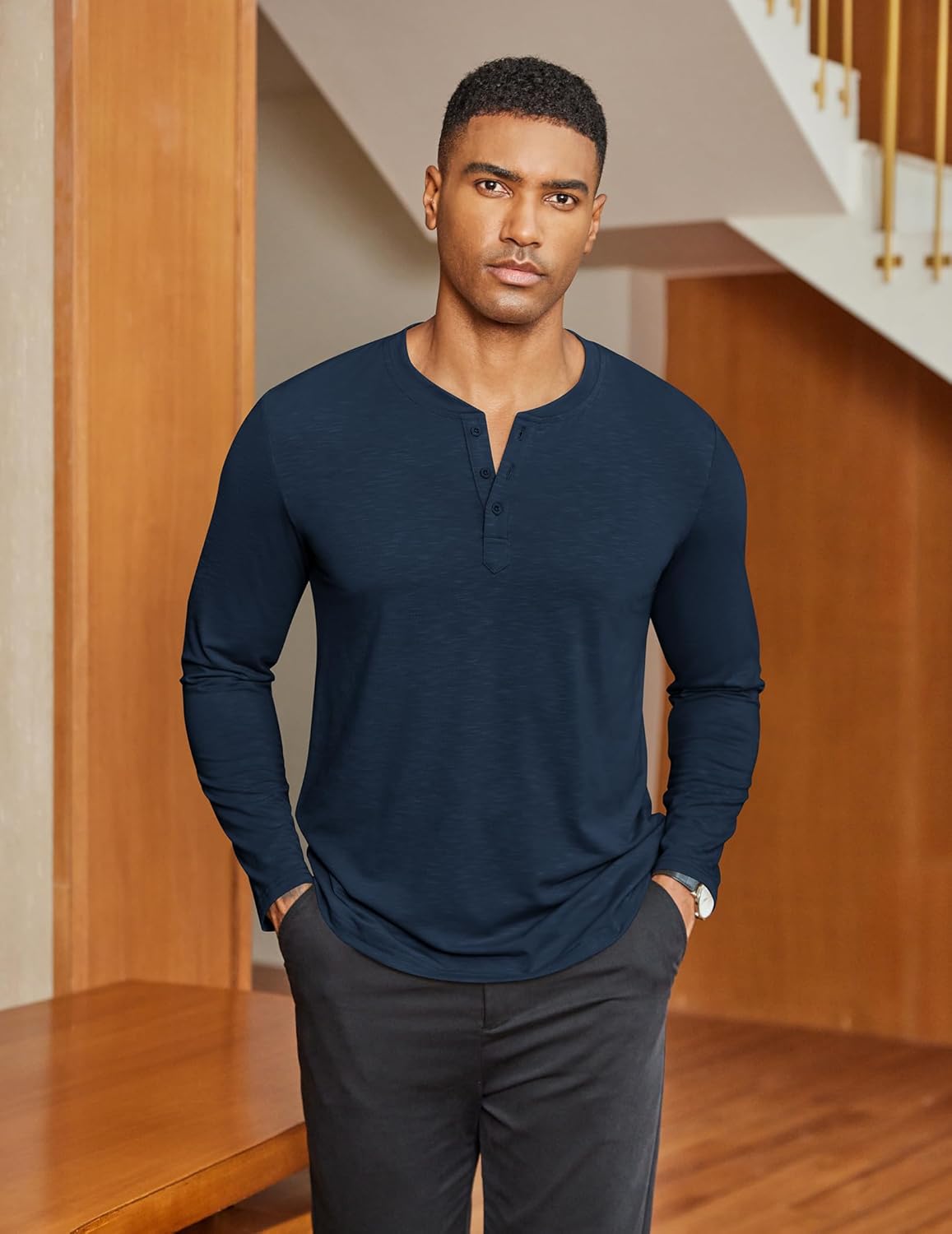 COOFANDY Men's Henley Shirts Long Sleeve Lightweight Button T-Shirt Casual Basic Tee Top - Image 6
