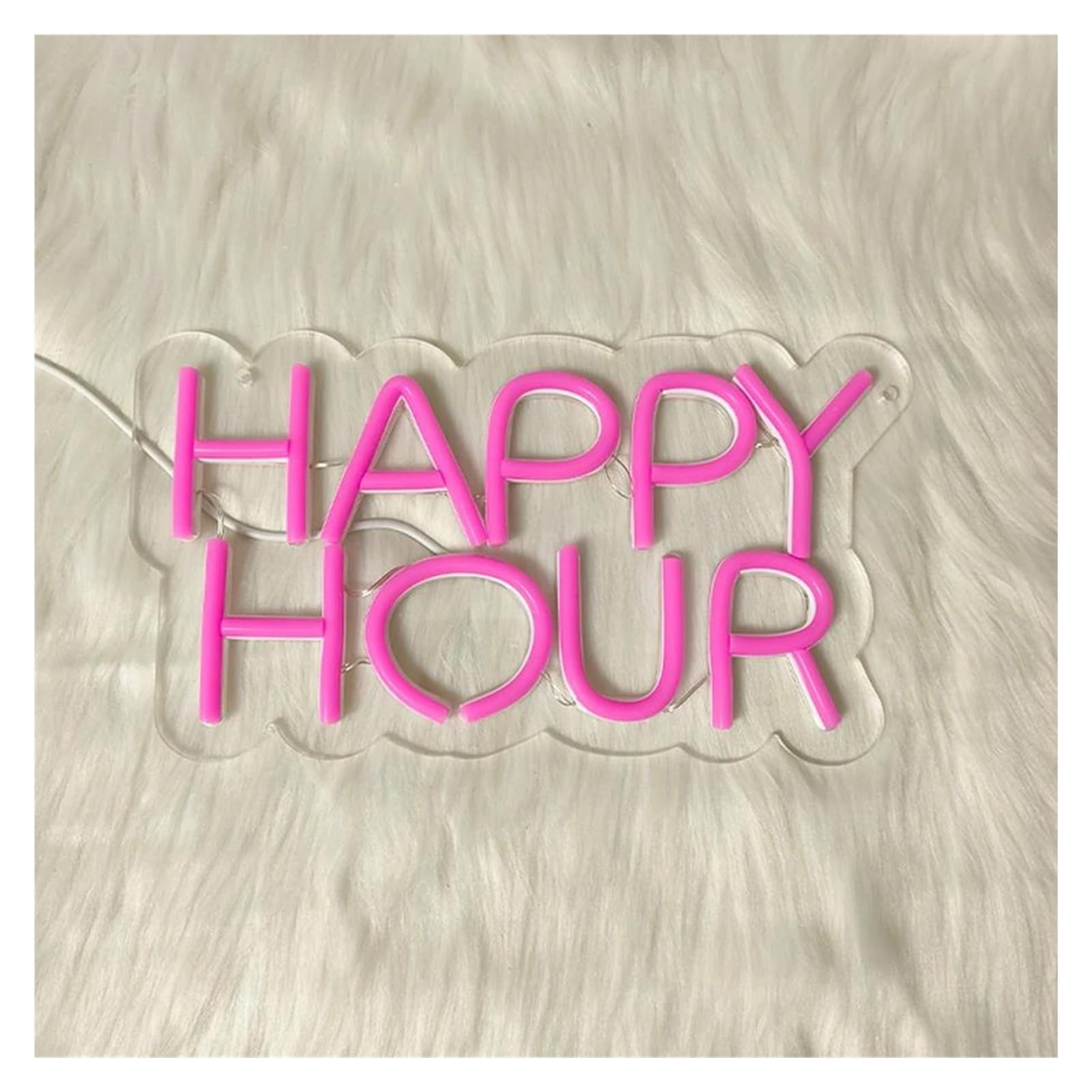 Luz de Diseño de Digital Luz LED Con Letras De Neón Happy Hour Alimentada Por USB Regulable Para El Hogar Bar Celebración De Cumpleaños Fiesta, Decoración Artística 28cmx16cm