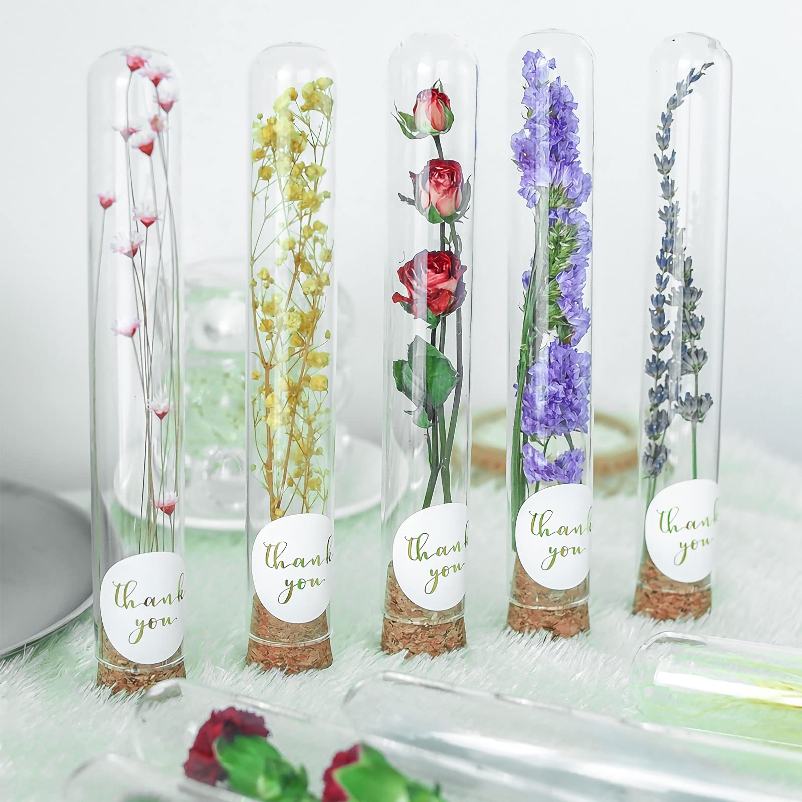 Produktbild von 16 Kunststoff-Reagenzgläser – 30 Ml, 150x20 Mm, Transparent, Mit Korkstopfen – Bruchsicher, Vielseitig – Für Labor, Gewürze, Badesalz, Süßigkeiten, Pflanzen & DIY-Basteln