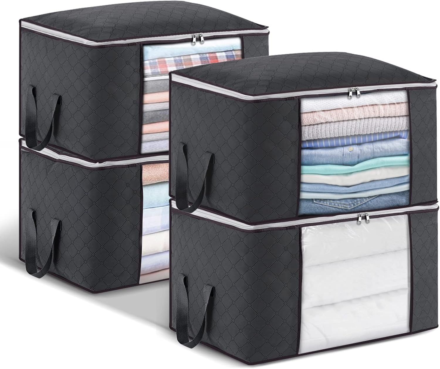 4Pack 90L Large Capacity Clothes Storage Bag Solution Organizer with