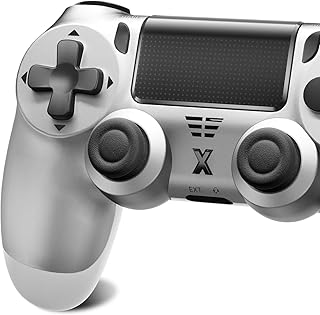 ARCELI Wireless Controller for PS-4, Upgraded Controller Wireless for PS-4/Slim/PC, Bluetooth Gamepad Joystick with Dual Vibration/Touch Panel/ 3.5mm Audio Jack (Silvery)