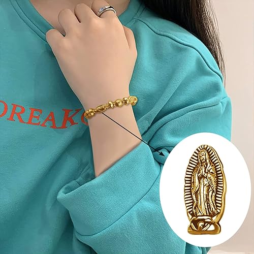 Miniatura 4 de 120 cuentas espaciadoras religiosas ovaladas de aleación de doble cara de Jesús, Virgen María, cuentas sueltas para joyería católica, bricolaje,