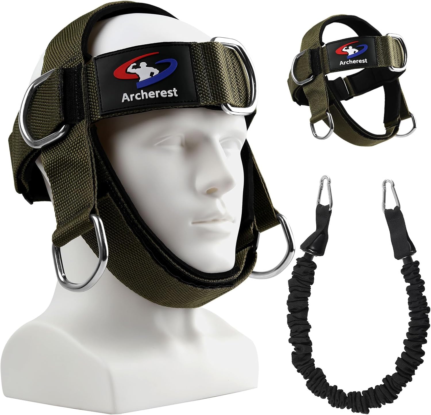 Fitness Neck Head Harness Trainer, Adjustable Chin Strap and Head Harness Strength, Neoprene Neck Exerciser for Weight Lifting, Home and Gym Use