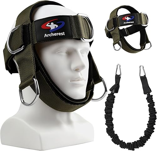 Entrenador de arnés de cuello y cabeza, correa ajustable para la barbilla y arnés de cabeza, ejercitador de cuello de neopreno para levantamiento de