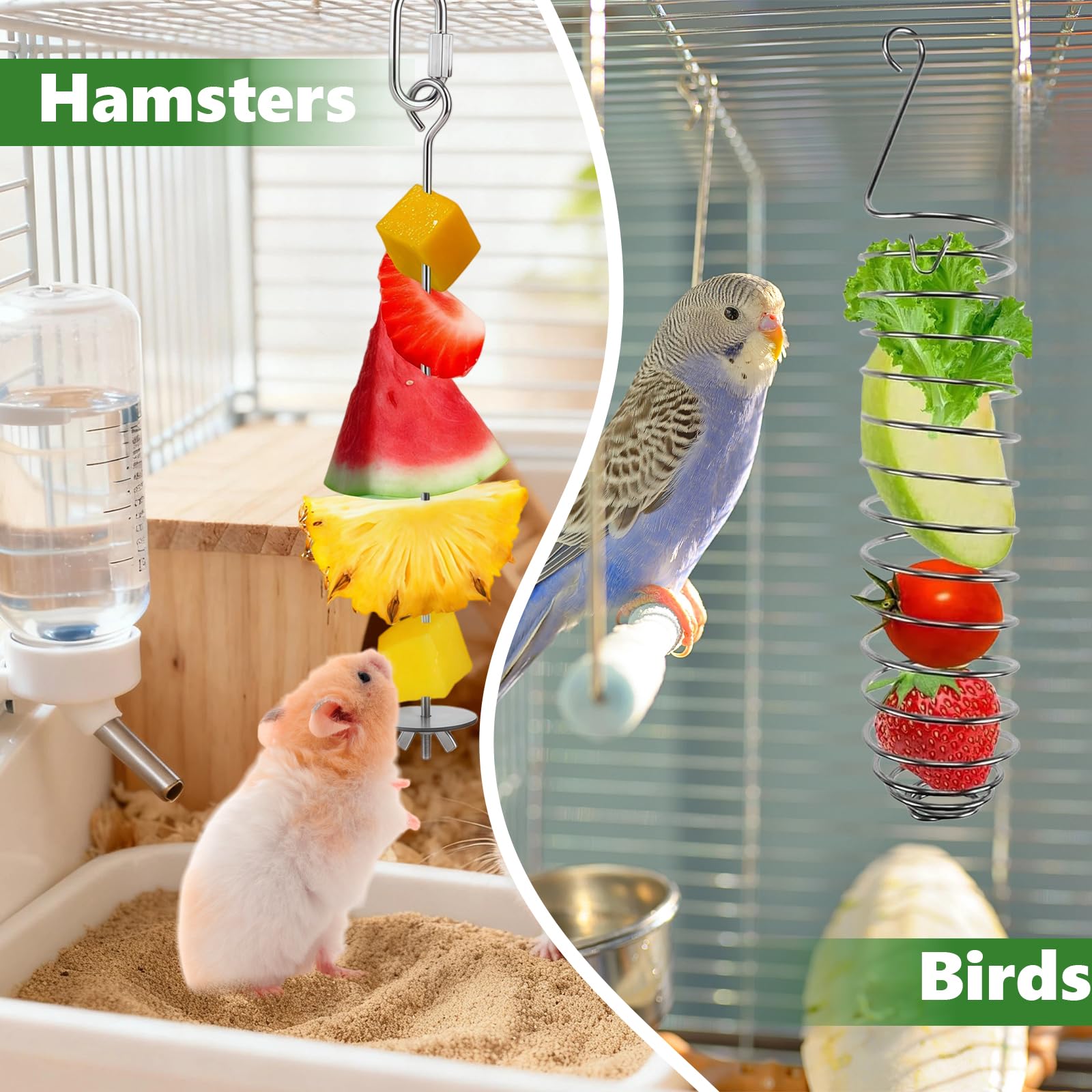 2Pcs Rat Enrichment Toys - Stainless Steel Rat Foraging Toy Treat Dispensing Slow Feeder Intelligence Enrichment Bird Fruit Vegetable Holder for Rats Cage,Parakeet Conure - image 8