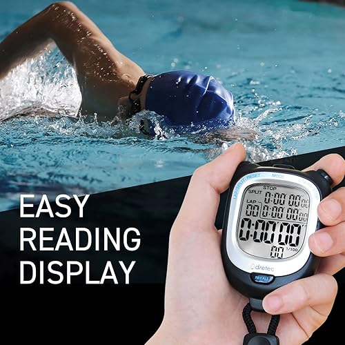 Miniatura 3 de dretec Cronómetro digital impermeable alarma calendario para natación correr entrenamiento niños entrenadores negro