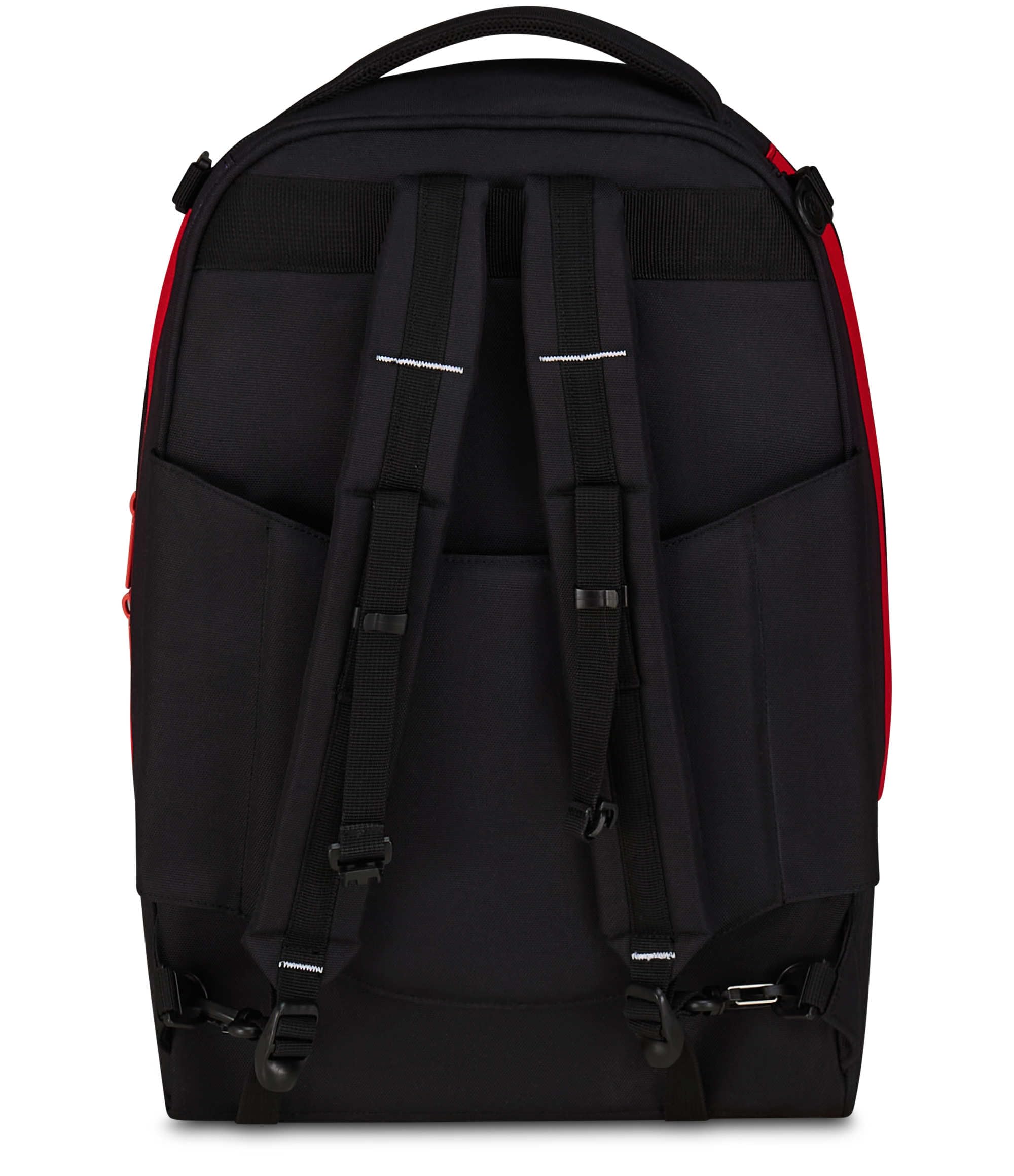 Seven Milan Trolley Scuola Jack 3 Ruote, Rosso Nero, Squadra Calcio, Zaino Con Carrello Sganciabile Da 33 Litri, Per Scuola Elementare e Media,Bambino