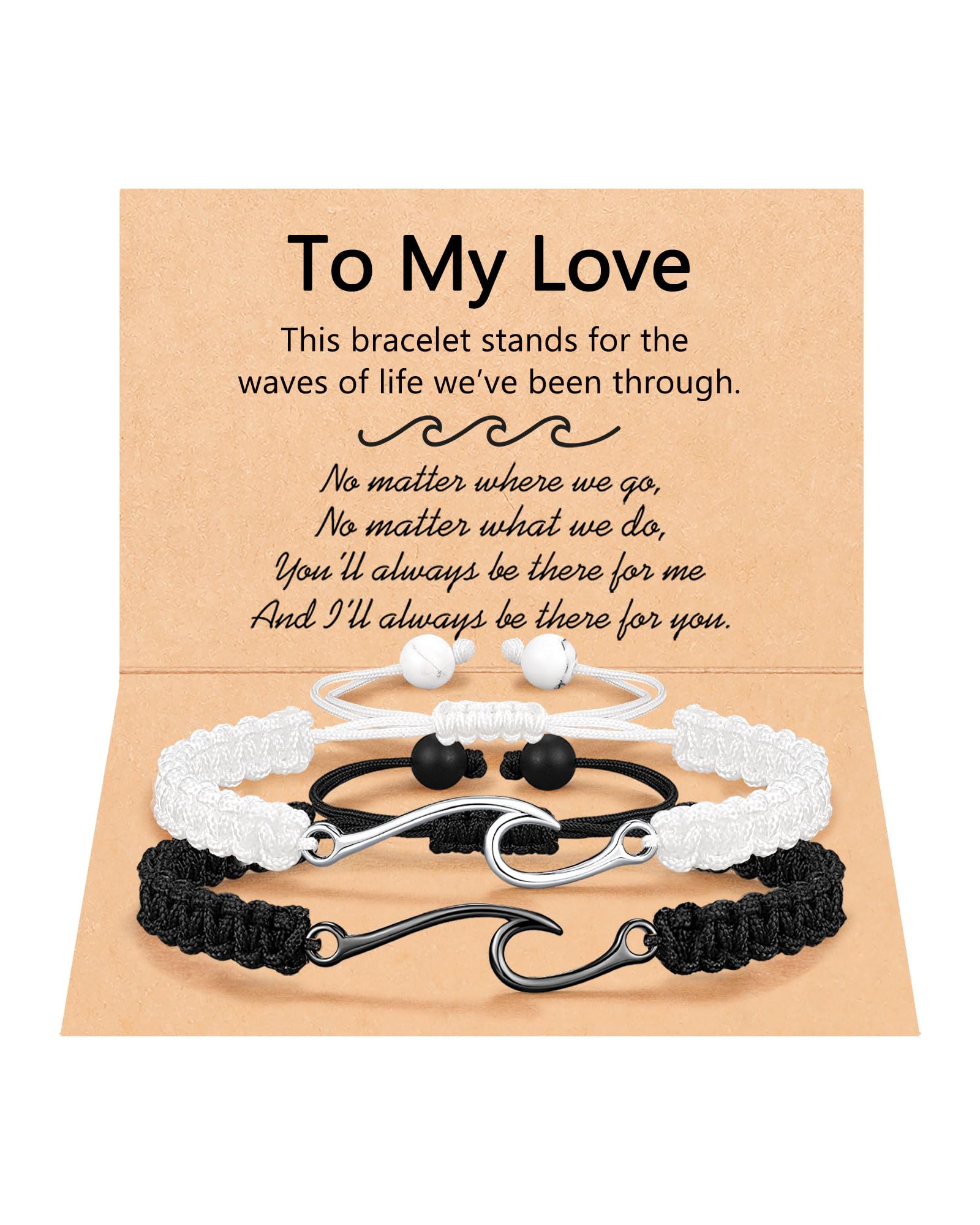 Eryuor Gifts for Couples, The Waves of Life We've Through Together Wave Bracelet for Boyfriend Girlfriend Husband Wife Valentine's Day Anniversary Birthday Gifts