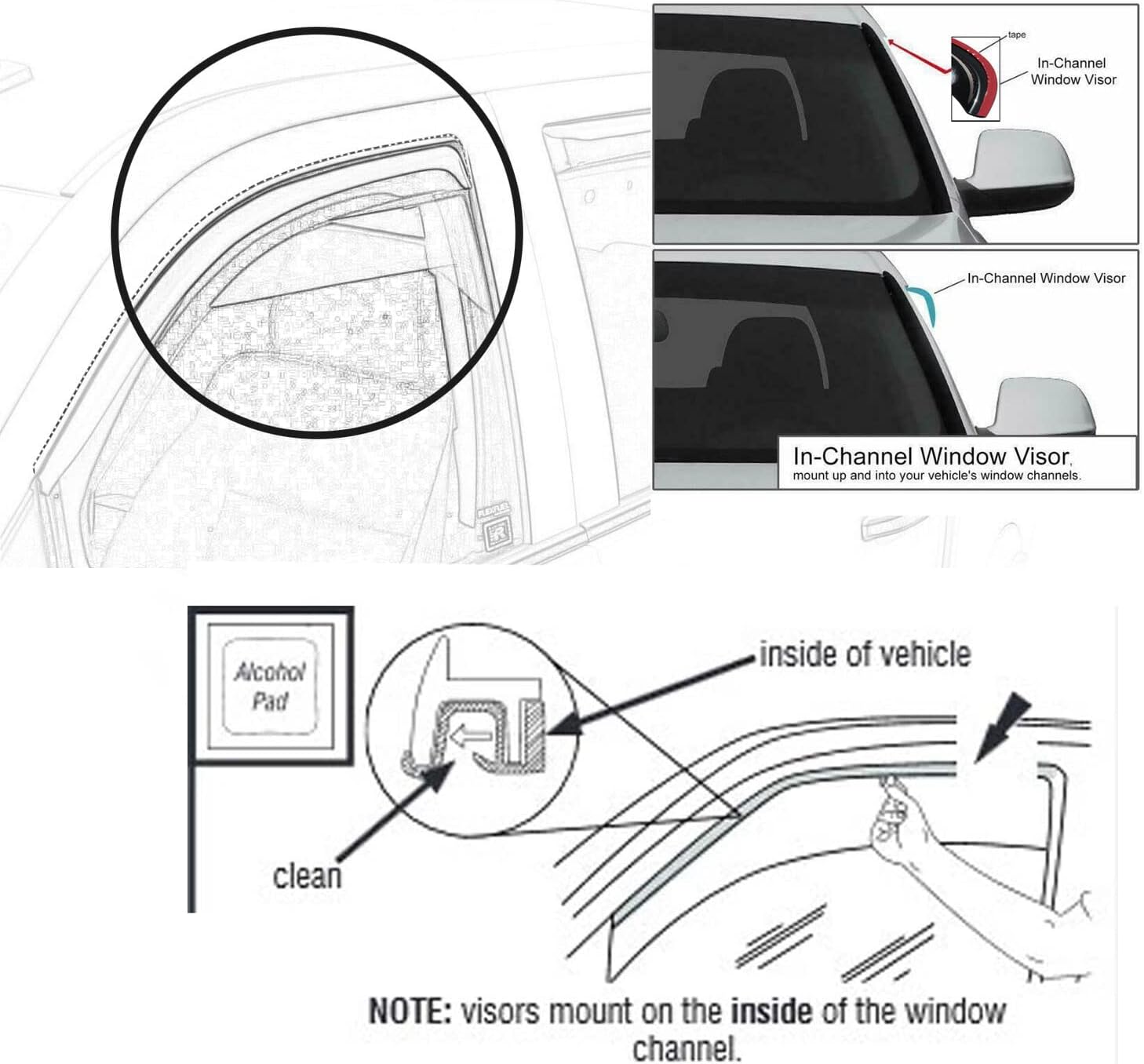 inchannel Wind Deflector Compatible with Chevy Malibu 2016-2025 Sun Rain Guards Window Visors Smoke 4pcs