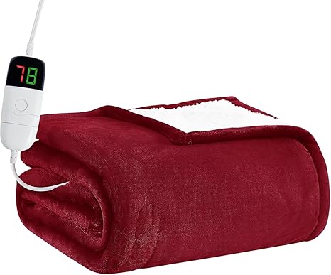 BOMOVA Heated Electric Blanket Twin - 62" x 84" Heating Blanket with 10 Heating Levels & 8 Hours Auto Off, Warm Flannel Blanket with Over-Heat Protection, for Women, ETL & FCC Certified