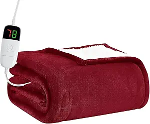 BOMOVA Heated Electric Blanket Twin - 62" x 84" Heating Blanket with 10 Heating Levels & 8 Hours Auto Off, Warm Flannel Blanket with Over-Heat Protection, for Women, ETL & FCC Certified