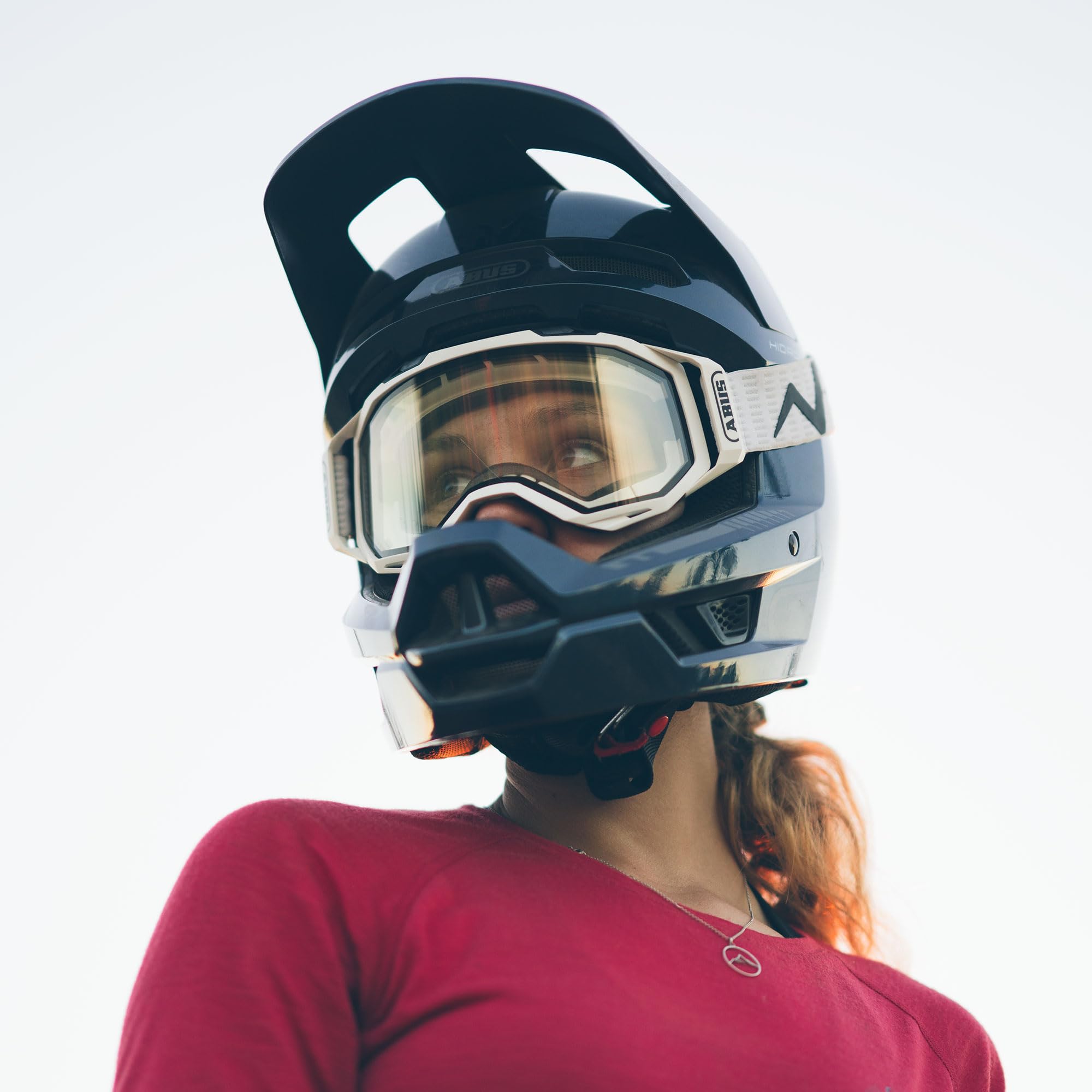 ABUS Kask Downhill HiDrop, Fullface, błyszczący biały, Rozmiar L | Kask rowerowy z certyfikatem ASTM i skorupą ABS do MTB, Downhill, Enduro i Bikepark