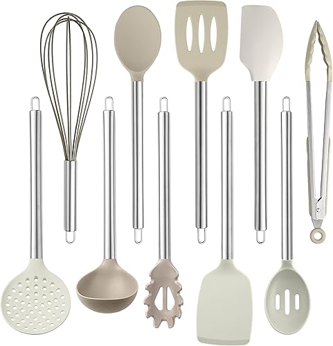 COOK WITH COLOR Utensilios de cocina de silicona, juego de utensilios de cocina de silicona fáciles de limpiar, utensilios de cocina para utensilios