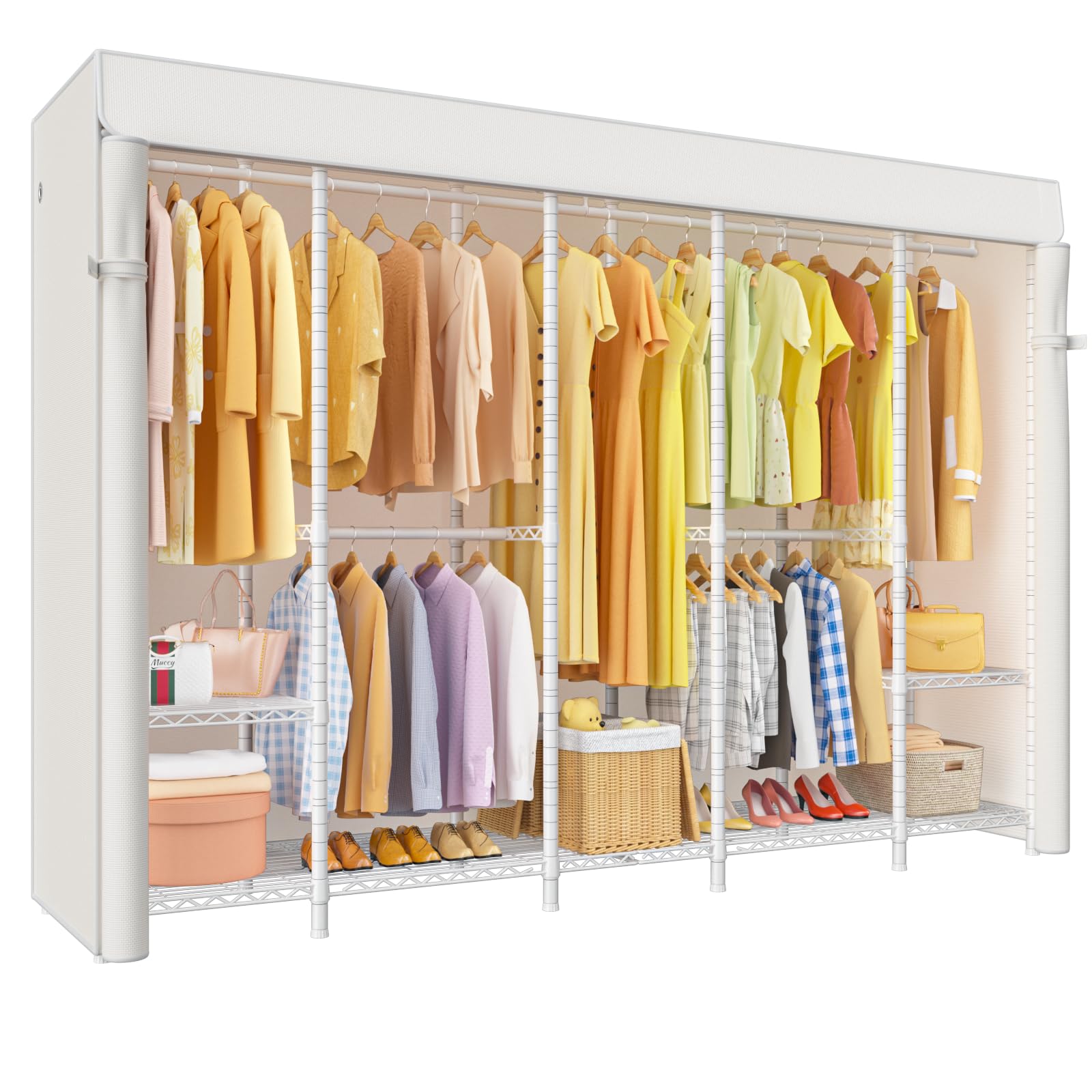 Amazon.com: ULIFHOME H50C Extra Large Clothes Rack with Cover